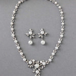 Floral Bridal Necklace Set with Pearls - Necklace Set - Cassandra Lynne