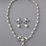 Floral Bridal Necklace Set with Pearls - Necklace Set - Cassandra Lynne