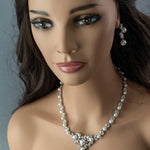 Floral Bridal Necklace Set with Pearls - Necklace Set - Cassandra Lynne