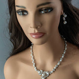 Floral Bridal Necklace Set with Pearls - Necklace Set - Cassandra Lynne