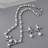 Floral Bridal Necklace Set with Pearls - Necklace Set - Cassandra Lynne