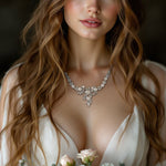 Floral Bridal Necklace Set with Pearls - Necklace Set - Cassandra Lynne