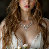 Floral Bridal Necklace Set with Pearls - Necklace Set - Cassandra Lynne