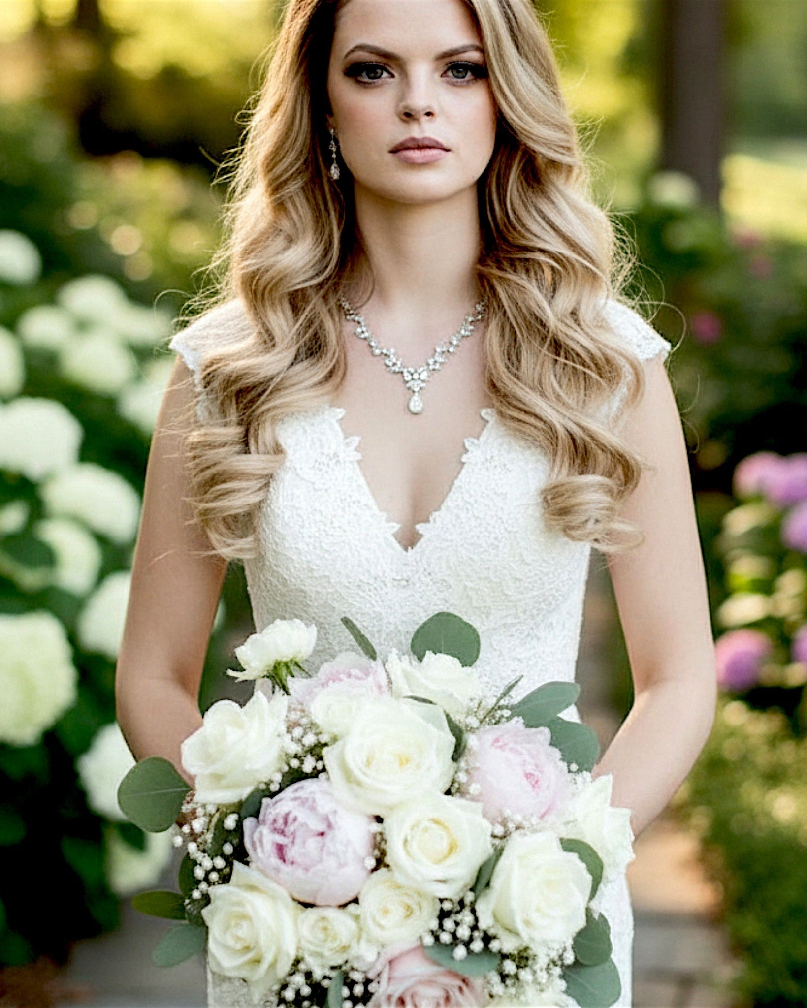 Wedding Necklace Set for the Bride with a floral style Cassandra Lynne