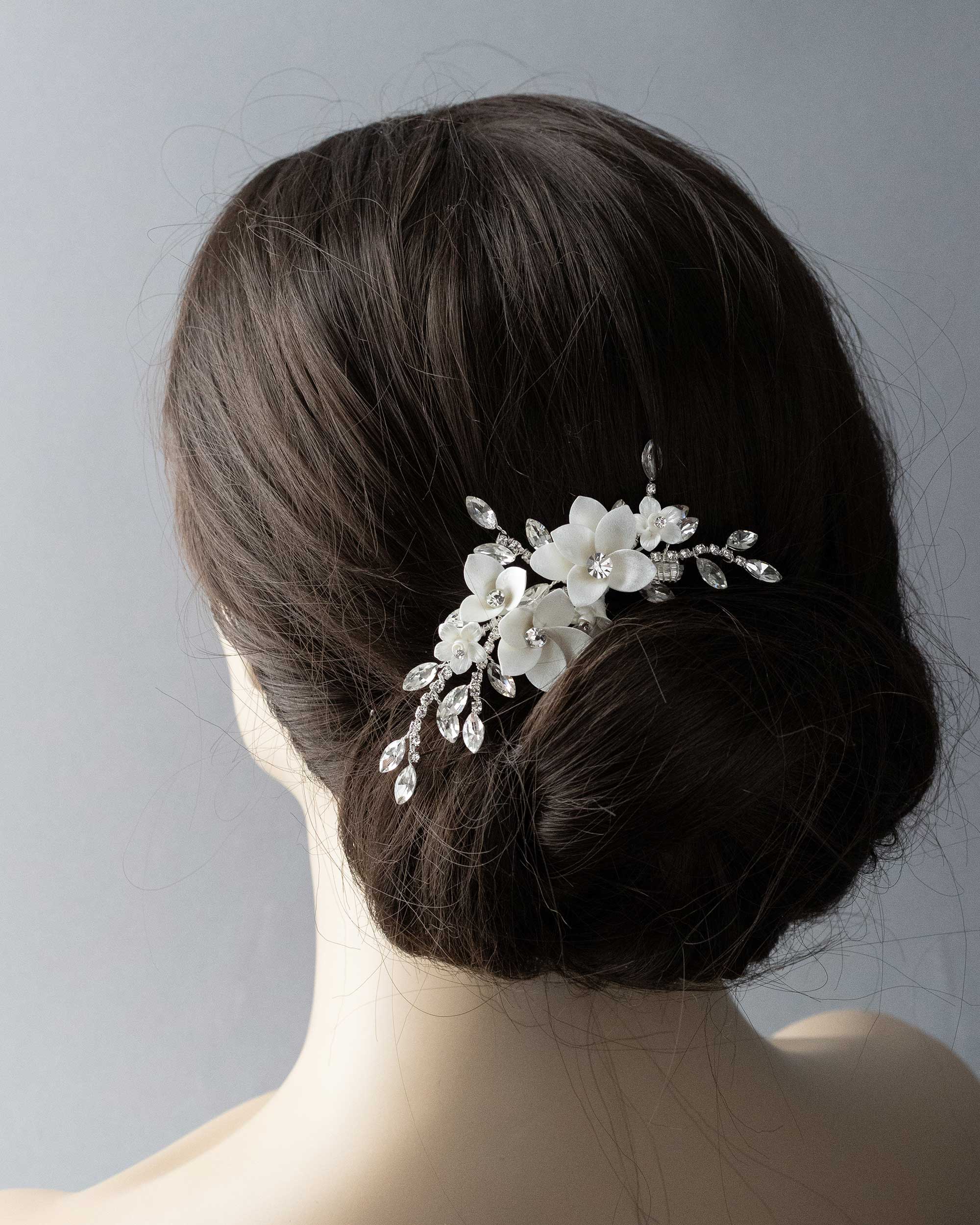 Shimmer Porcelain Flower Bridal Hair Clip