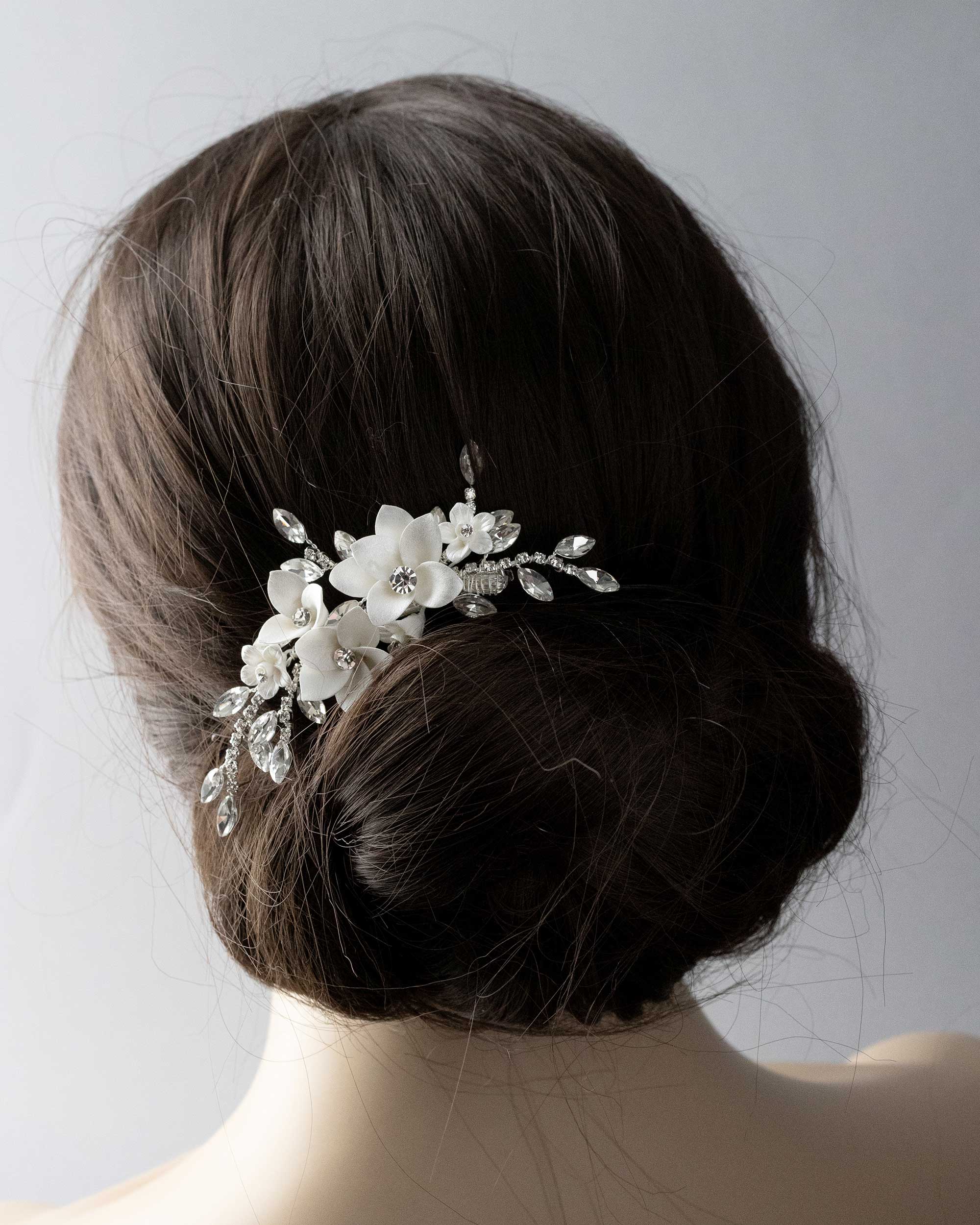 Shimmer Porcelain Flower Bridal Hair Clip