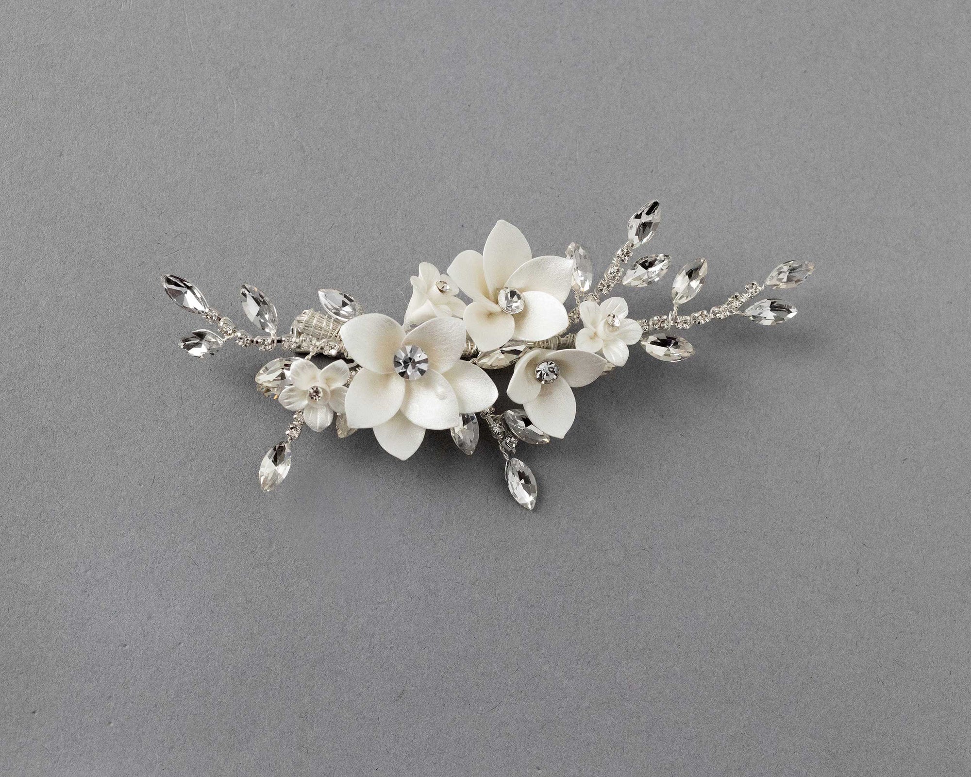 Shimmer Porcelain Flower Bridal Hair Clip