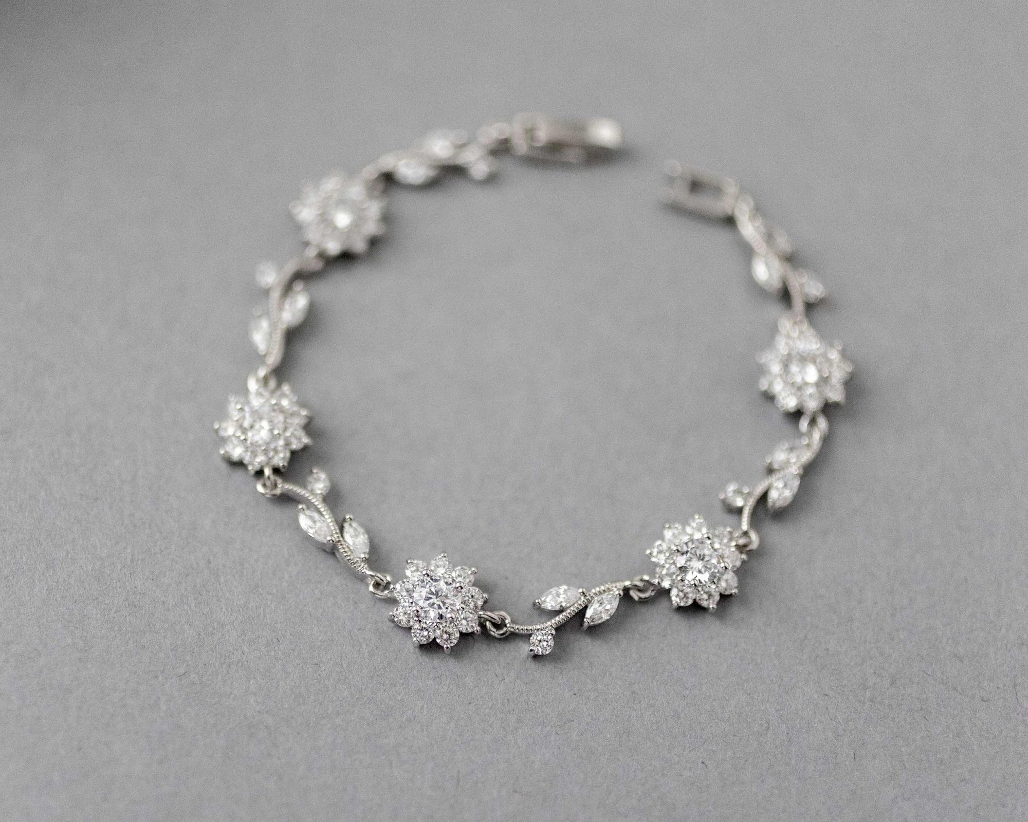 Flower Link CZ Bracelet for the Bride - Bracelet - Cassandra Lynne
