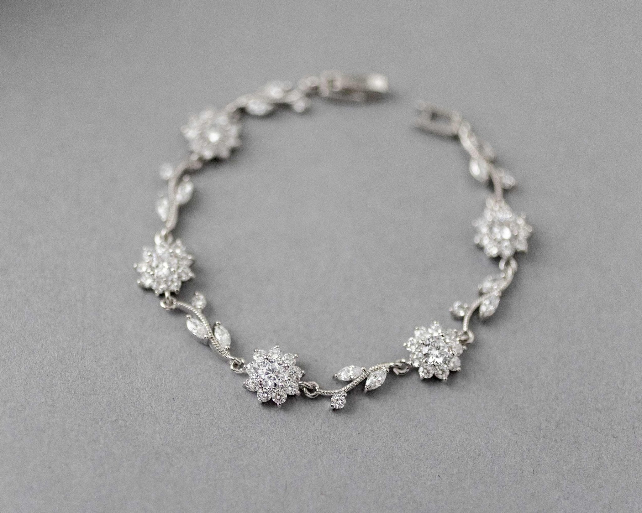 Flower Link CZ Bracelet for the Bride - Bracelet - Cassandra Lynne