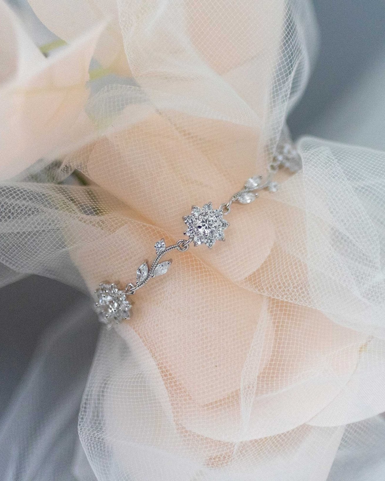 Flower Link CZ Bracelet for the Bride - Bracelet - Cassandra Lynne