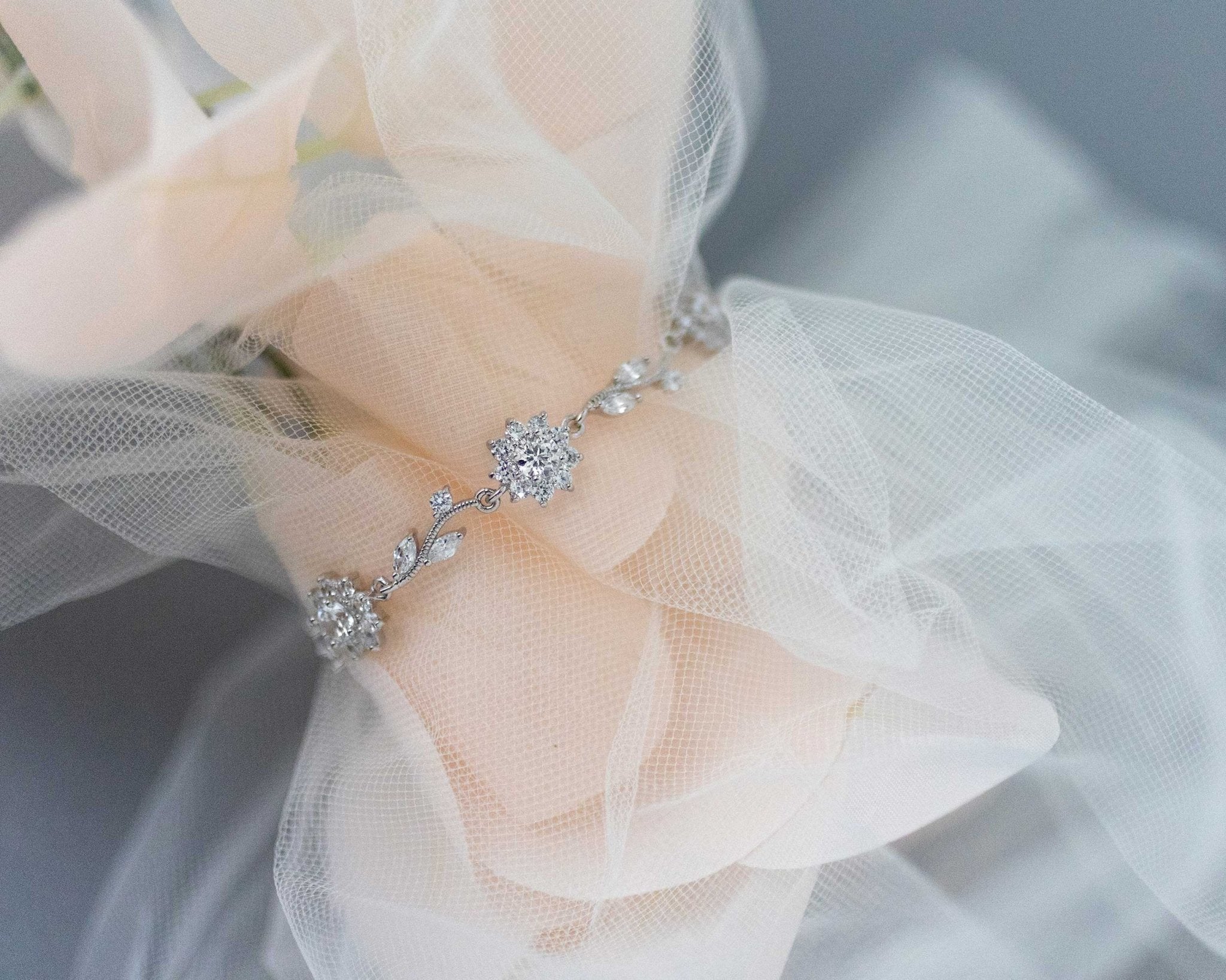 Flower Link CZ Bracelet for the Bride - Bracelet - Cassandra Lynne