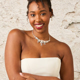 Flowers and Pearls Bridal Necklace and Earrings - Necklace Set - Cassandra Lynne