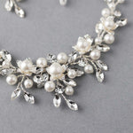 Flowers and Pearls Bridal Necklace and Earrings - Necklace Set - Cassandra Lynne