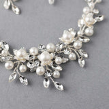 Flowers and Pearls Bridal Necklace and Earrings - Necklace Set - Cassandra Lynne