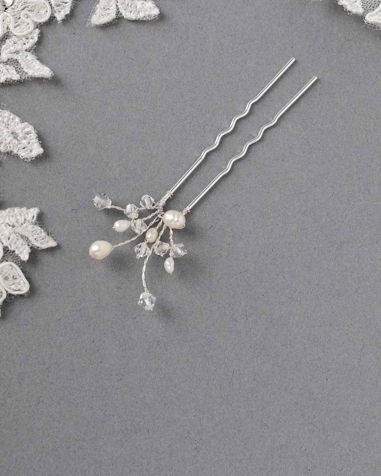 Freshwater Pearl and Crystal Hair Pin - Hair Pins - Cassandra Lynne