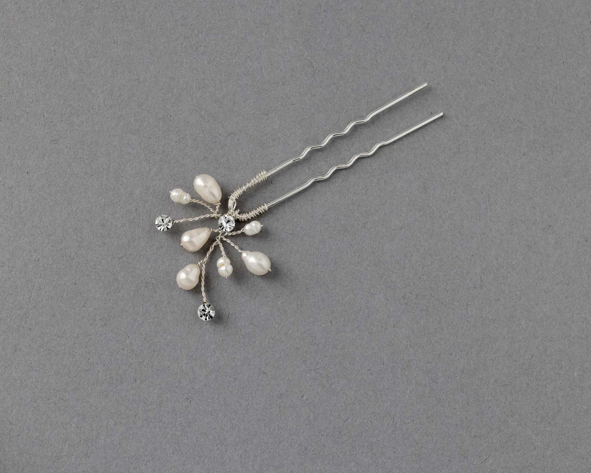 Bridal Hair Pin of Freshwater Pearls and Jewels