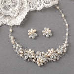 Bridal Jewelry Set with Crystal Beads and Pearls in Silver - Cassandra Lynne