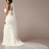 Cathedral Bridal Veil with Scatter of Crystals and Freshwater Pearls