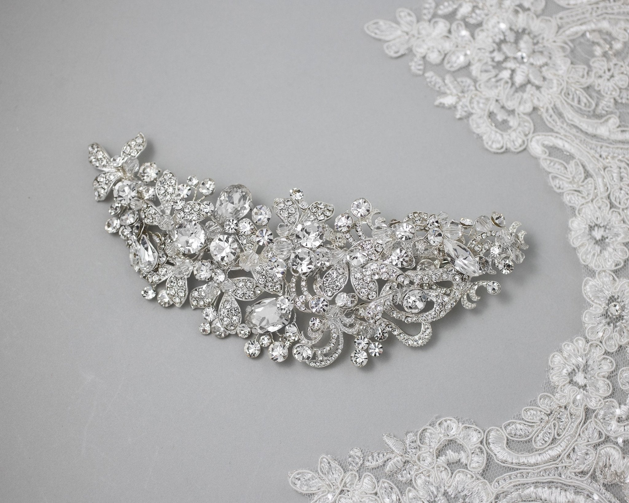 Glamorous Bridal Hair Clip in Silver - Hair Clips - Cassandra Lynne