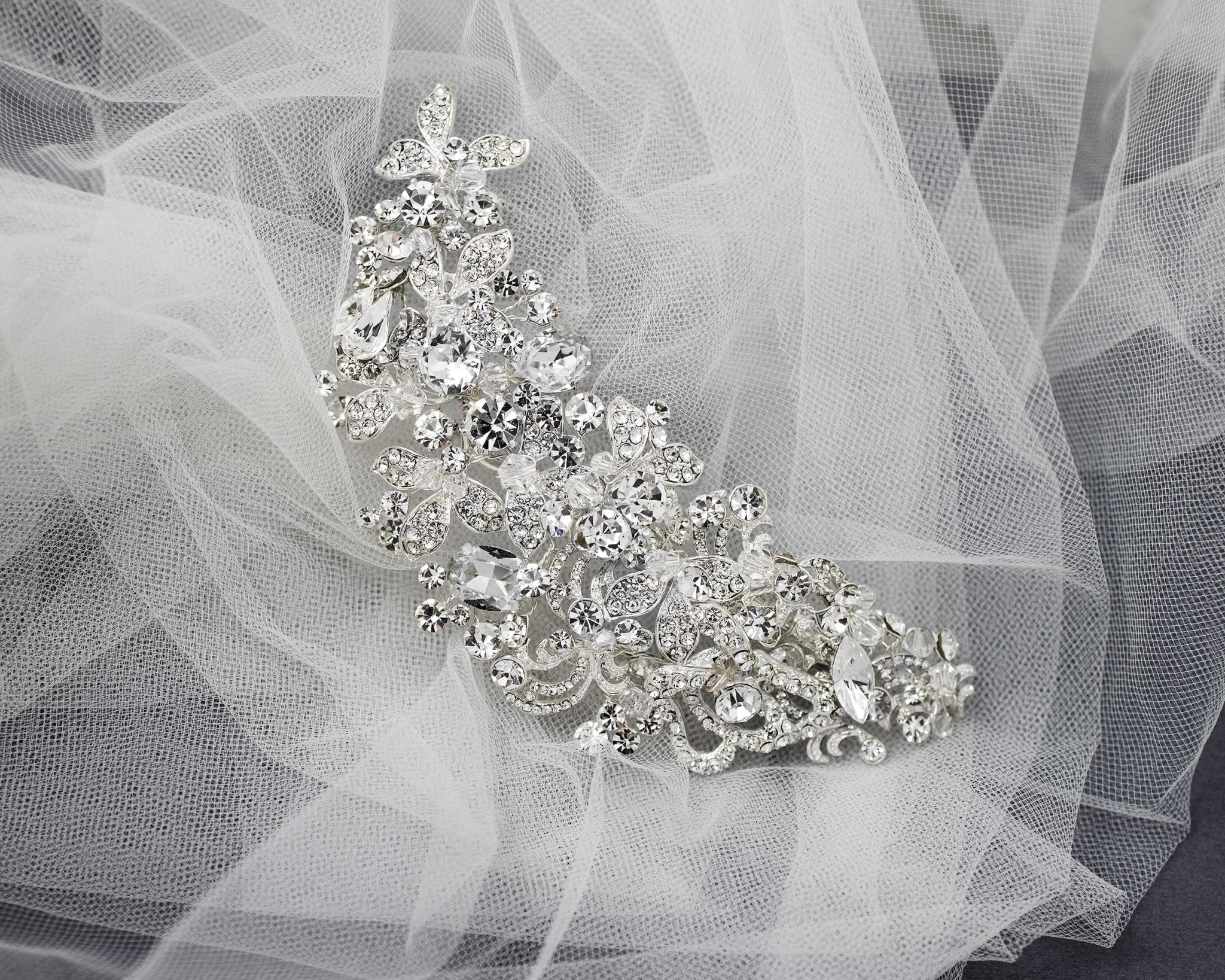 Glamorous Bridal Hair Clip in Silver - Hair Clips - Cassandra Lynne
