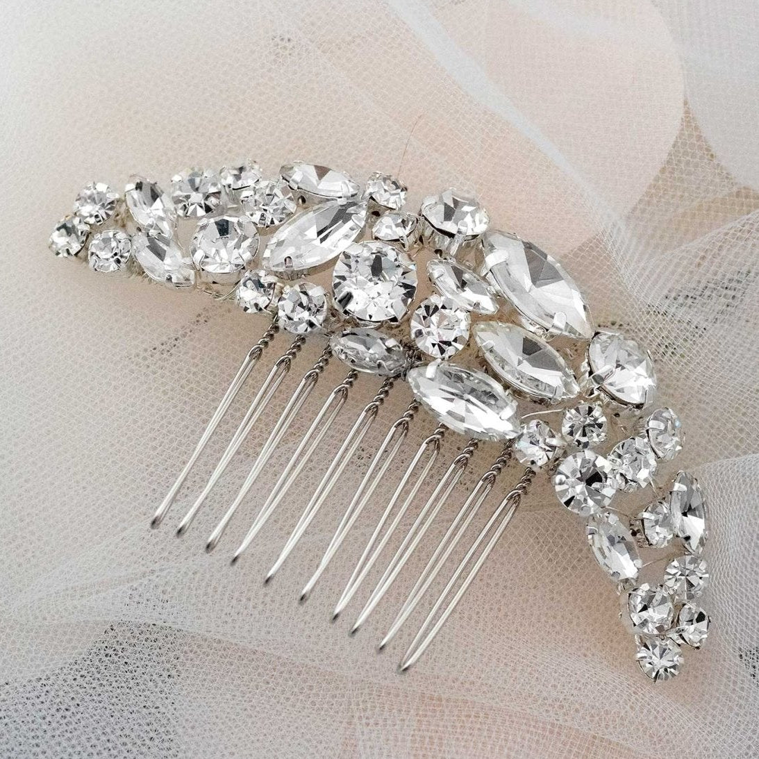 Glamorous Bridal Hair Comb with Multi Rhinestones - Hair Combs - Cassandra Lynne