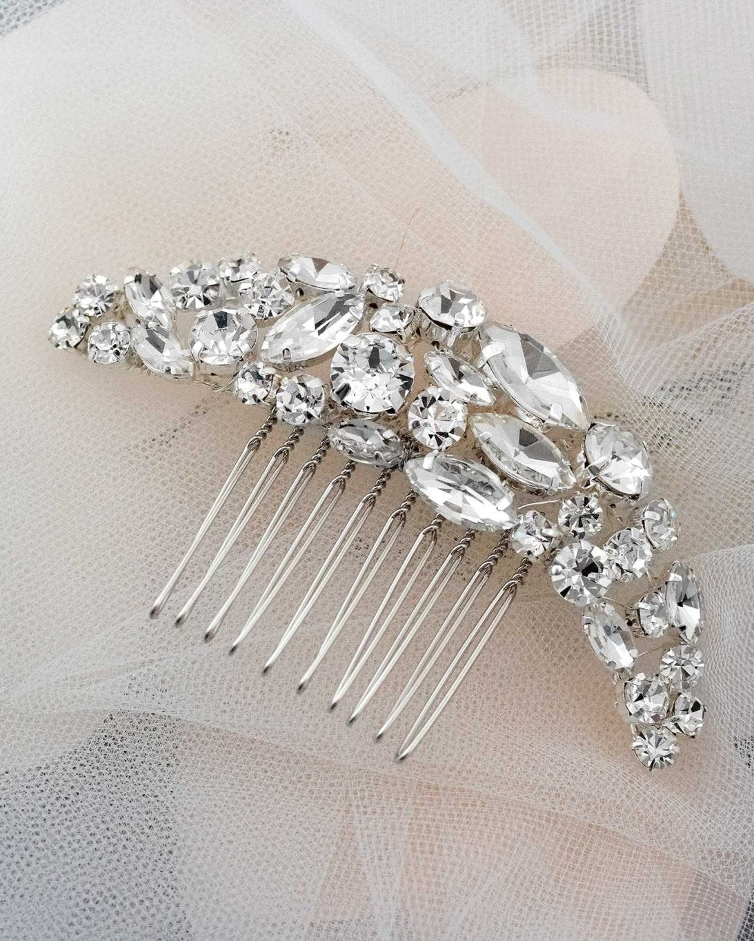Glamorous Bridal Hair Comb with Multi Rhinestones - Hair Combs - Cassandra Lynne