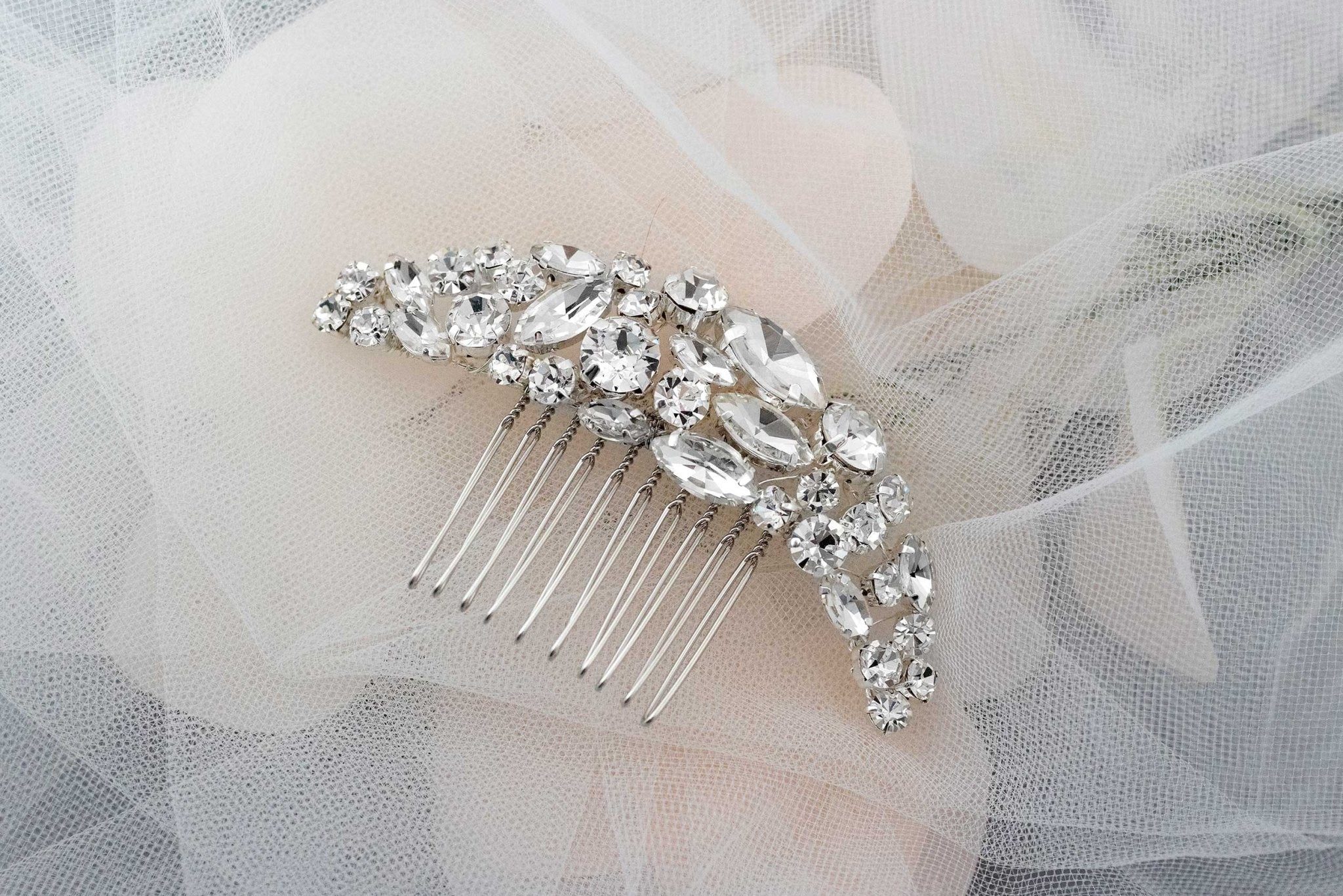 Glamorous Bridal Hair Comb with Multi Rhinestones - Hair Combs - Cassandra Lynne