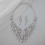 Glamorous Collar Style Floral CZ Necklace Set - Necklace Set - Cassandra Lynne
