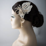 Gold and Blush Beaded Wedding Hair Clip - Hair Clips - Cassandra Lynne
