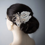 Gold and Blush Beaded Wedding Hair Clip - Hair Clips - Cassandra Lynne