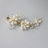 Gold Beaded Flower Bridal Hair Clip - Hair Clips - Cassandra Lynne