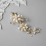 Gold Beaded Flower Bridal Hair Clip - Hair Clips - Cassandra Lynne