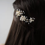 Gold Beaded Flower Bridal Hair Clip - Hair Clips - Cassandra Lynne