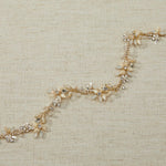 Gold Beaded Flower Bridal Headband with Opal Stones - Headband - Cassandra Lynne