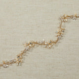 Gold Beaded Flower Bridal Headband with Opal Stones - Headband - Cassandra Lynne