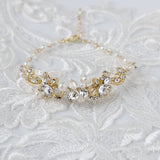 Gold Bracelet for the Bride with Pearls - Necklace Set - Cassandra Lynne