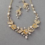 Metal Flowers Wedding Necklace Set - Necklace Set - Cassandra Lynne