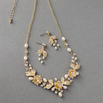 Metal Flowers Wedding Necklace Set - Necklace Set - Cassandra Lynne