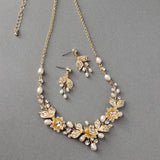 Metal Flowers Wedding Necklace Set - Necklace Set - Cassandra Lynne