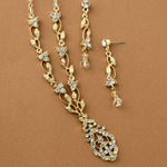 Vintage Drop and Vines Crystal Necklace Set Gold - Cassandra Lynne