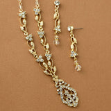 Vintage Drop and Vines Crystal Necklace Set Gold - Cassandra Lynne