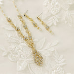 Vintage Drop and Vines Crystal Necklace Set Gold - Cassandra Lynne