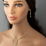 Vintage Drop and Vines Crystal Necklace Set Gold - Cassandra Lynne