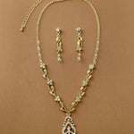 Vintage Drop and Vines Crystal Necklace Set Gold - Cassandra Lynne
