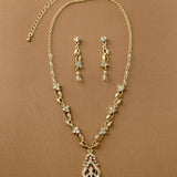 Vintage Drop and Vines Crystal Necklace Set Gold - Cassandra Lynne