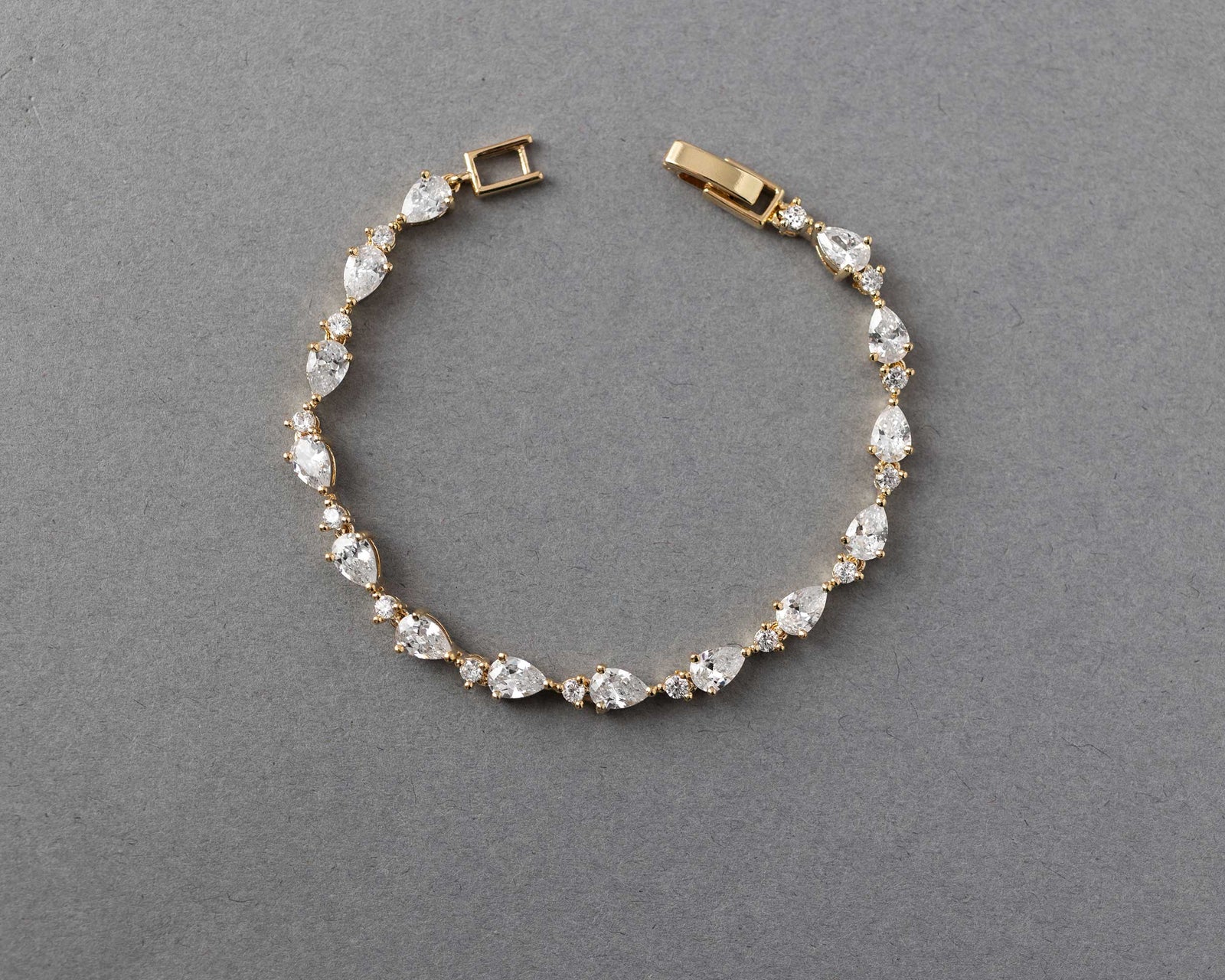CZ Bracelet of Linked Pear Cut Jewels