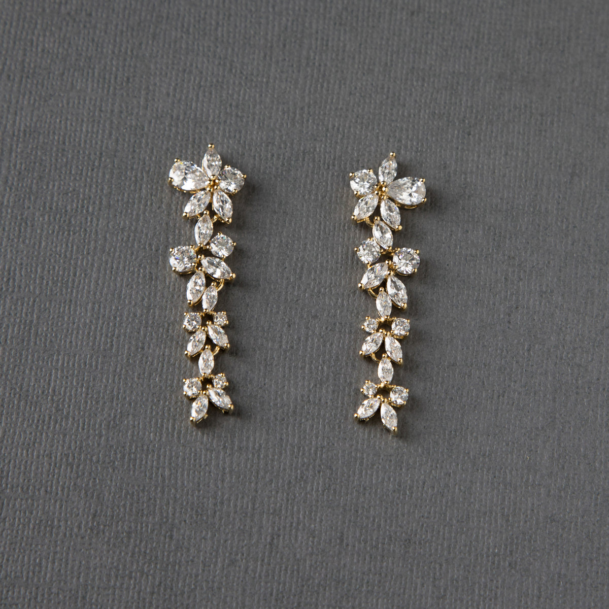 CZ Flower Dangle Earrings for Wedding - Cassandra Lynne