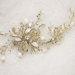 Gold Floral Matte Leaves Bridal Hair Clip - Hair Clips - Cassandra Lynne