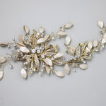 Gold Floral Matte Leaves Bridal Hair Clip - Hair Clips - Cassandra Lynne