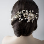 Gold Floral Matte Leaves Bridal Hair Clip - Hair Clips - Cassandra Lynne